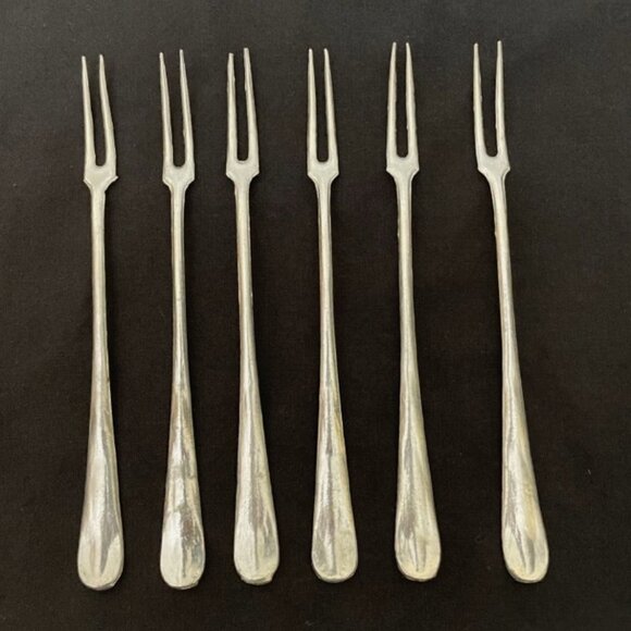 Vtg Cocktail Forks Set of 6 Aluminum? Made in Germany Appetizers Charcuterie - Picture 1 of 4